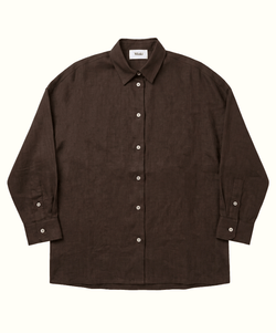 Dark Brown / S Oversized Linen Shirt Miaki Swiss Made Womenswear