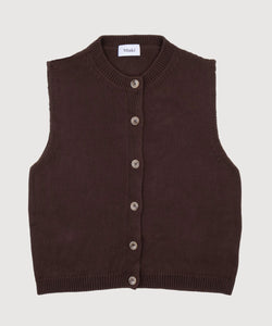 Brown / XS Knitted Cotton Vest Miaki Swiss Made Womenswear