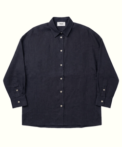 Navy / S Oversized Linen Shirt Miaki Swiss Made Womenswear