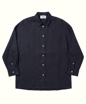 Navy / S Oversized Linen Shirt Miaki Swiss Made Womenswear