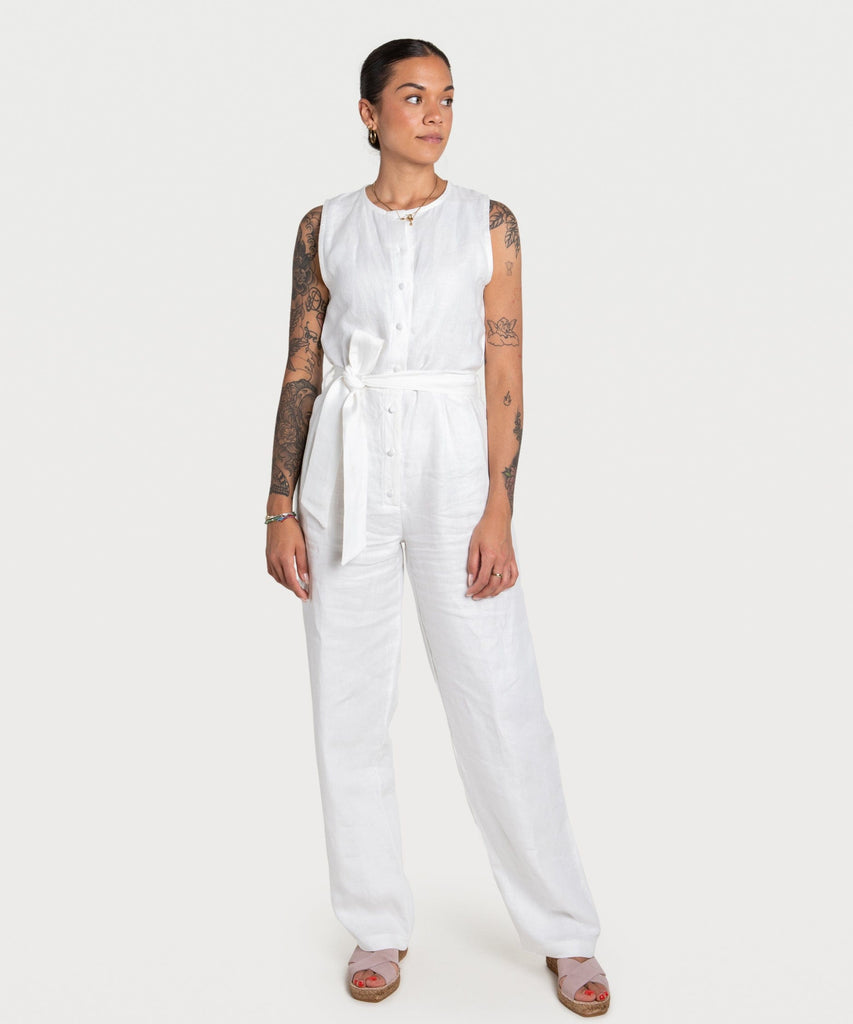 Sleeveless Linen Overall