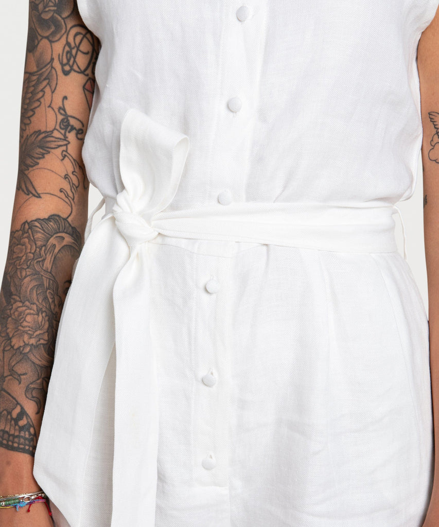 Sleeveless Linen Overall