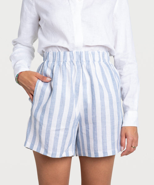 Striped Linen Weekend Shorts