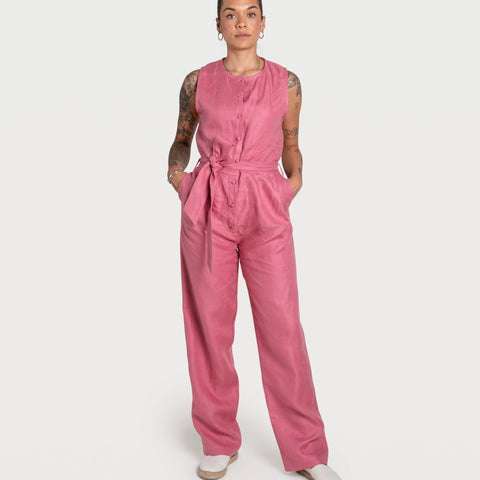 Sleeveless Linen Overall