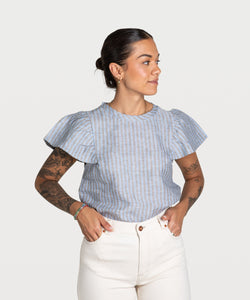 Butterfly Linen Stripe Top