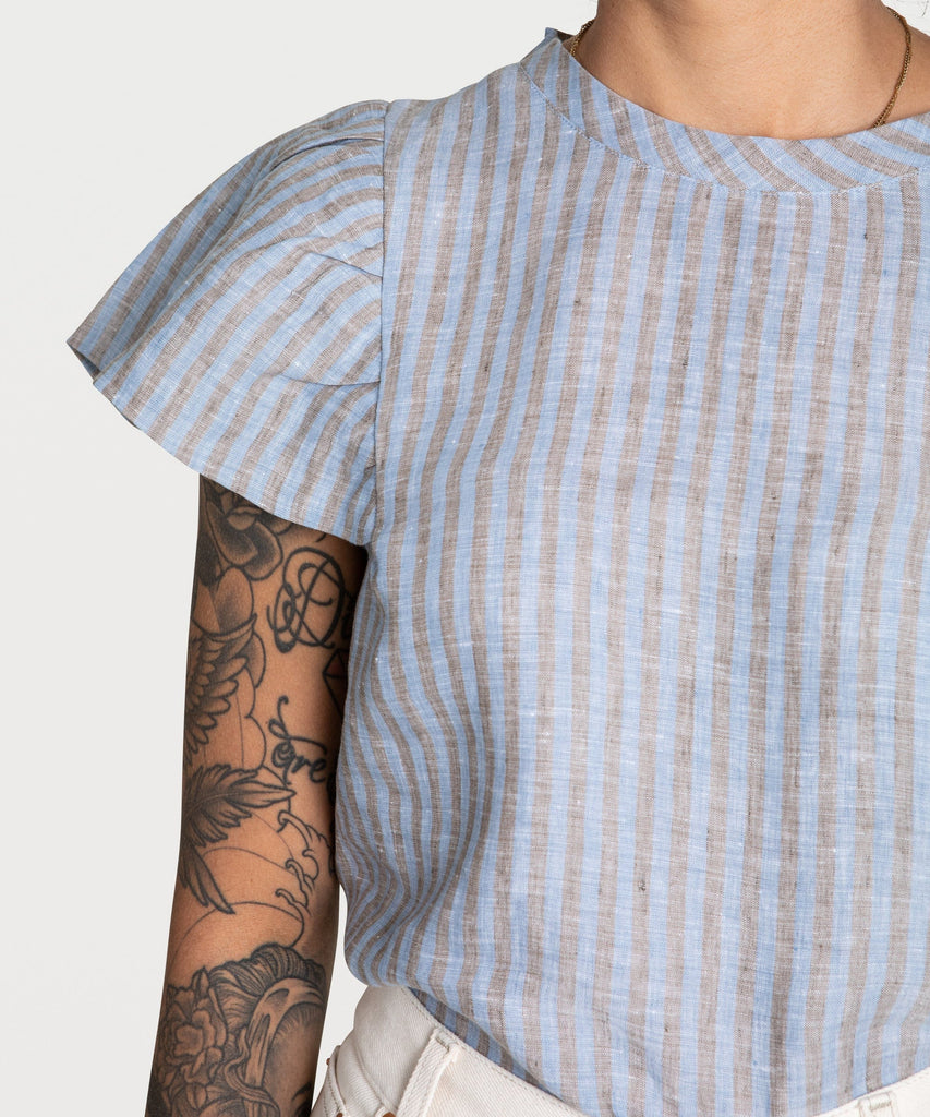 Butterfly Linen Stripe Top