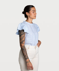 Butterfly Linen Stripe Top