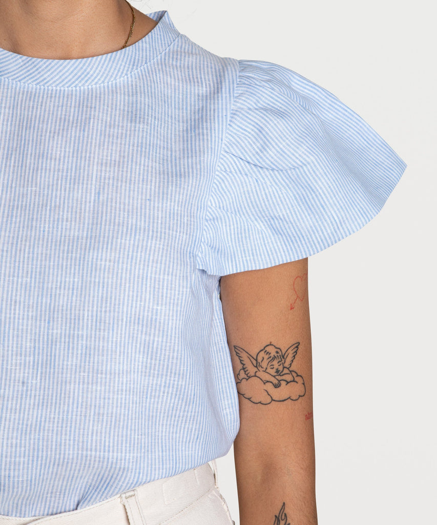 Butterfly Linen Stripe Top