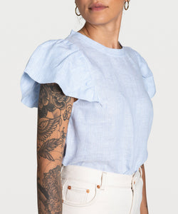 Butterfly Linen Stripe Top