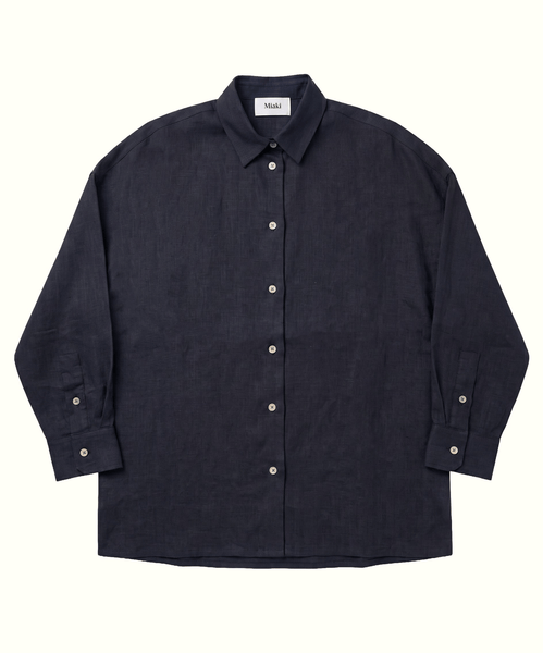 Navy / S Oversized Linen Shirt Miaki Swiss Made Womenswear