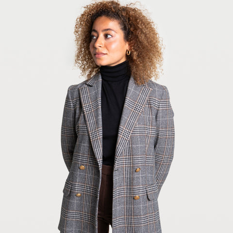 Relaxed Checked Double Breast Blazer