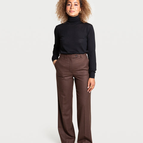Wide Leg Flannel Trousers