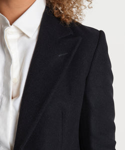 Relaxed Peak Lapel Flannel Blazer