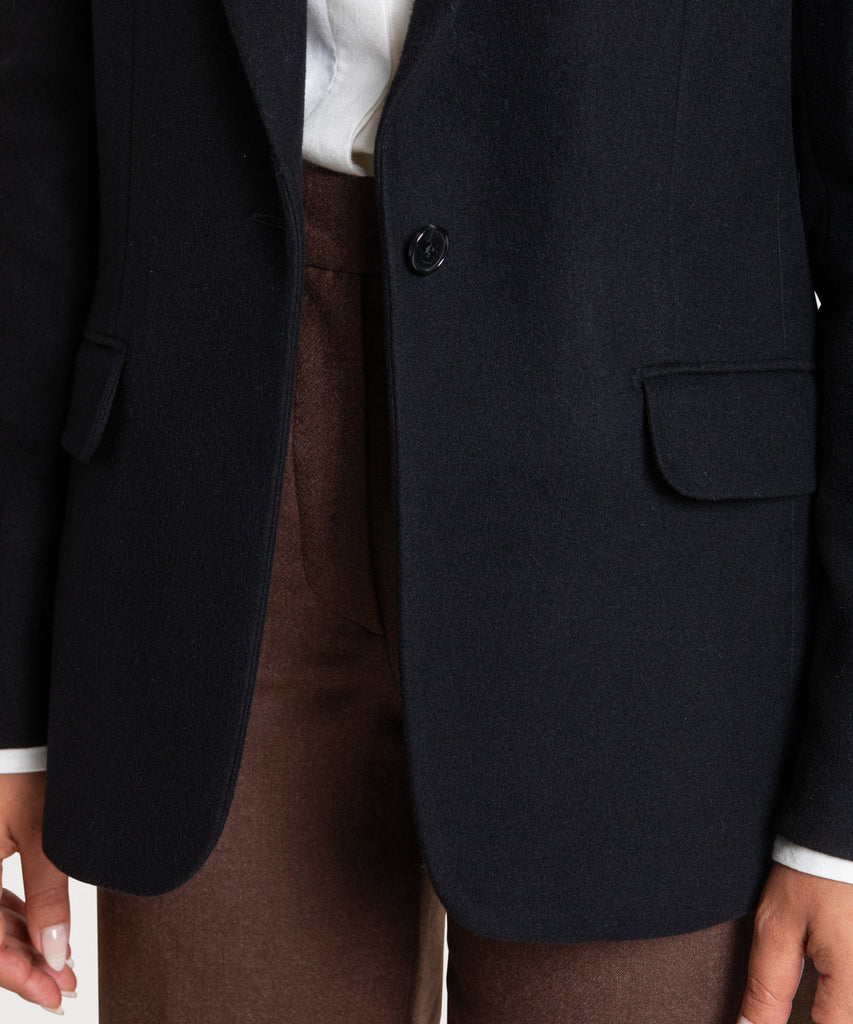 Relaxed Peak Lapel Flannel Blazer