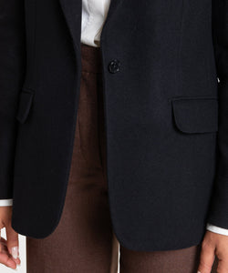 Relaxed Peak Lapel Flannel Blazer
