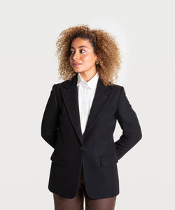 Relaxed Peak Lapel Flannel Blazer