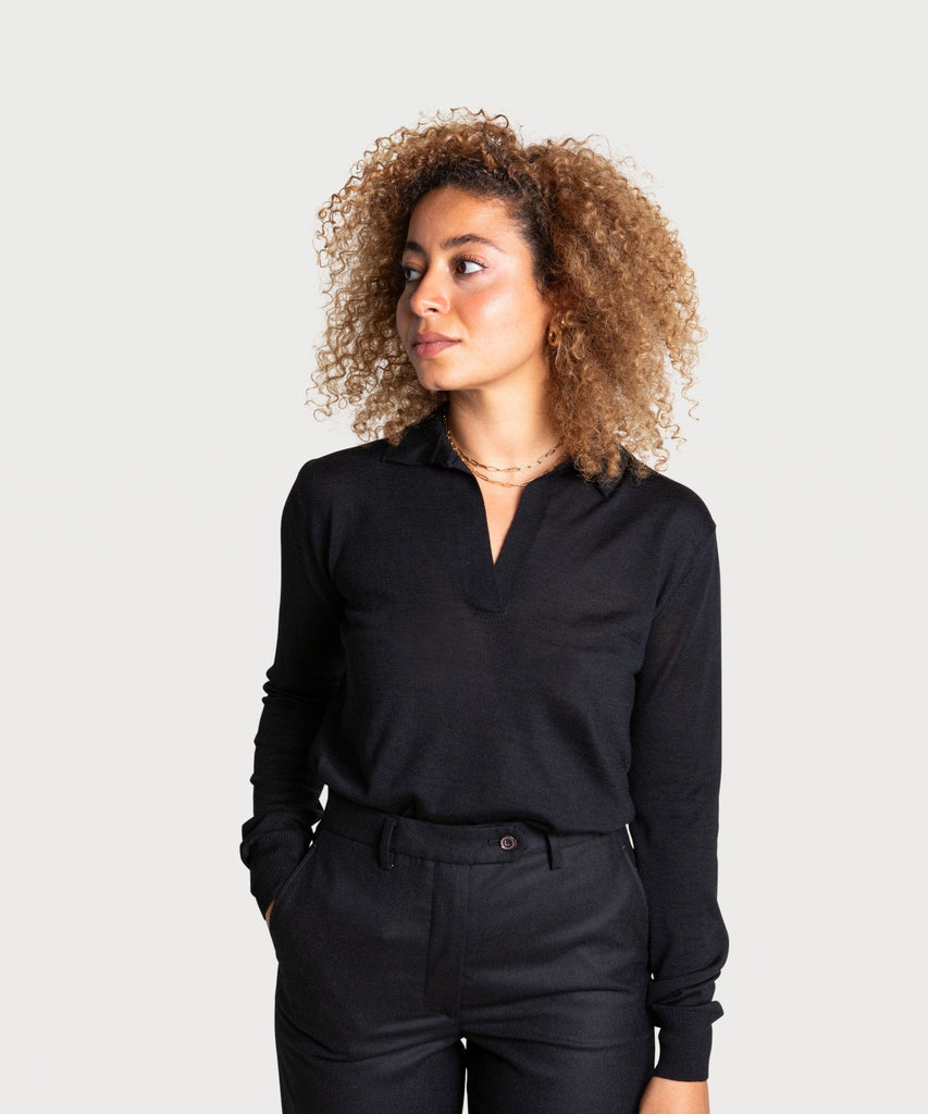Casual Wool Silk Polo Sweater