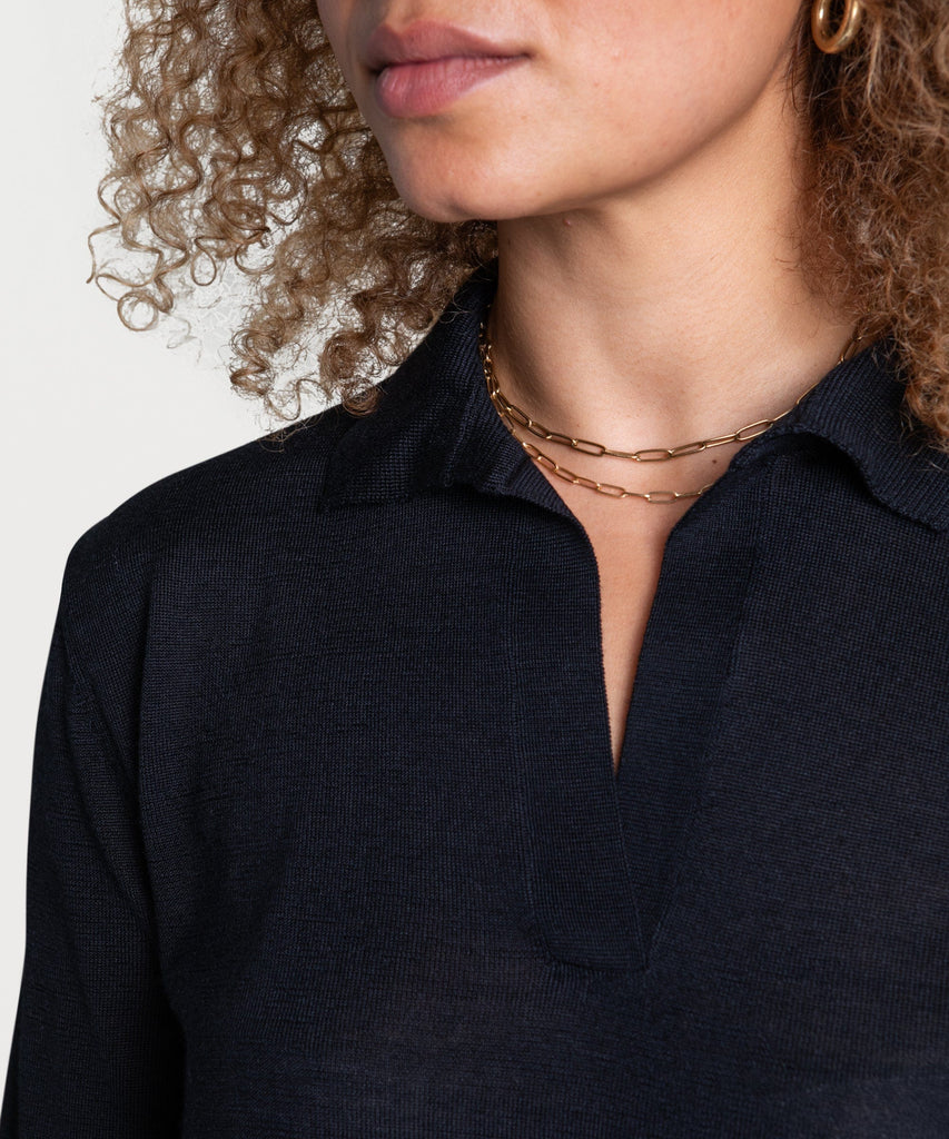 Casual Wool Silk Polo Sweater