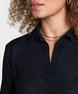 Casual Wool Silk Polo Sweater