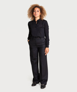 Wide Leg Flannel Trousers