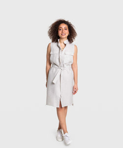 Sleeveless Linen Shirt Dress