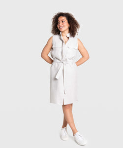 Ärmelloses Hemdkleid aus Leinen