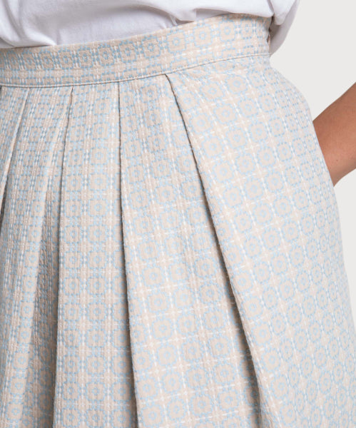 Short Pleated Mosaic Skirt