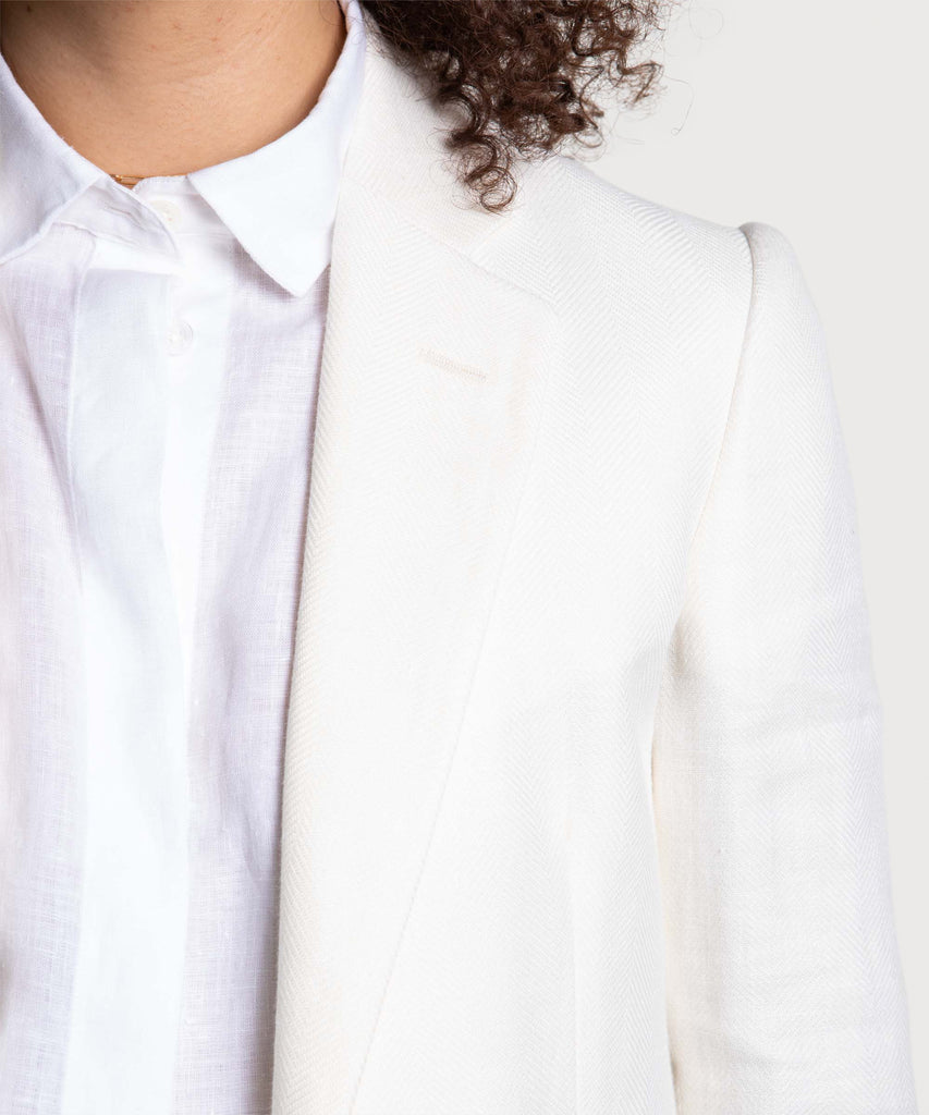 Relaxed Herringbone Linen Blazer