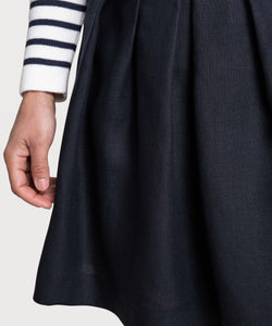 Short Pleated Linen Skirt