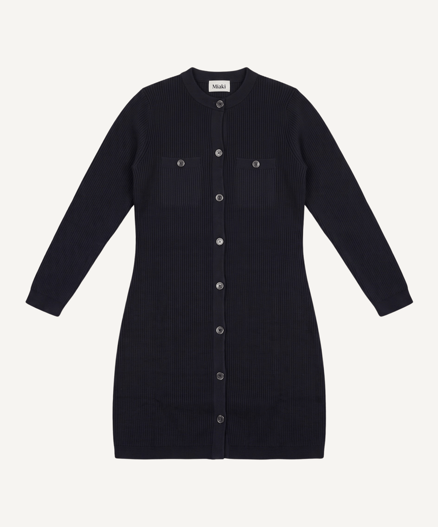 Navy / XS Heavy Wool Dress with Pockets Miaki Swiss Made Womenswear
