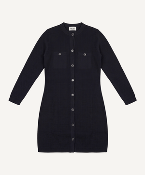 Navy / XS Heavy Wool Dress with Pockets Miaki Swiss Made Womenswear