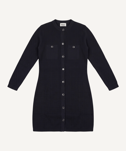 Navy / XS Heavy Wool Dress with Pockets Miaki Swiss Made Womenswear