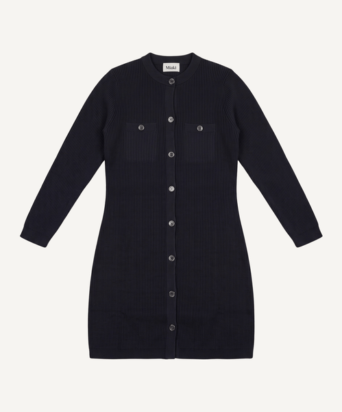 Navy / XS Heavy Wool Dress with Pockets Miaki Swiss Made Womenswear