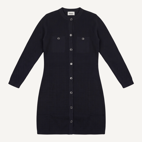 Navy / XS Heavy Wool Dress with Pockets Miaki Swiss Made Womenswear