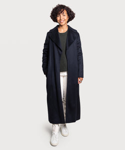 Navy / 34 Cashmere Wrap Coat Miaki Swiss Made Womenswear