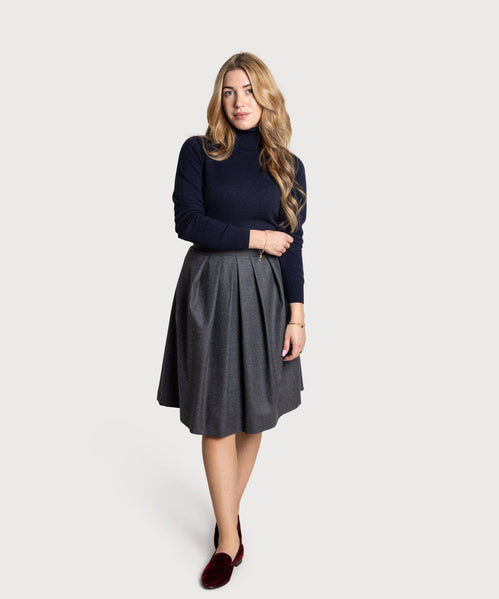 Pleated Flannel Skirt