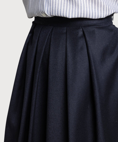Pleated Flannel Skirt
