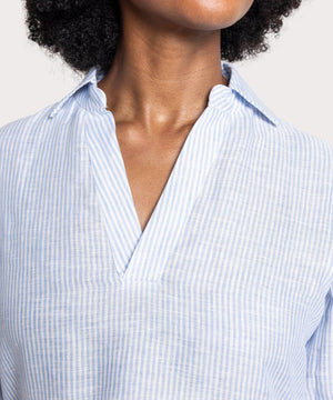 Relaxed Long Striped Linen Dress