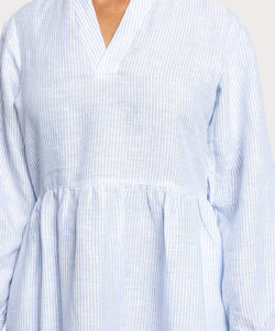 Relaxed Long Striped Linen Dress