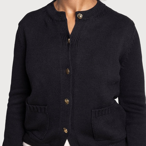 Gestrickter Baumwoll-Cardigan mit Taschen