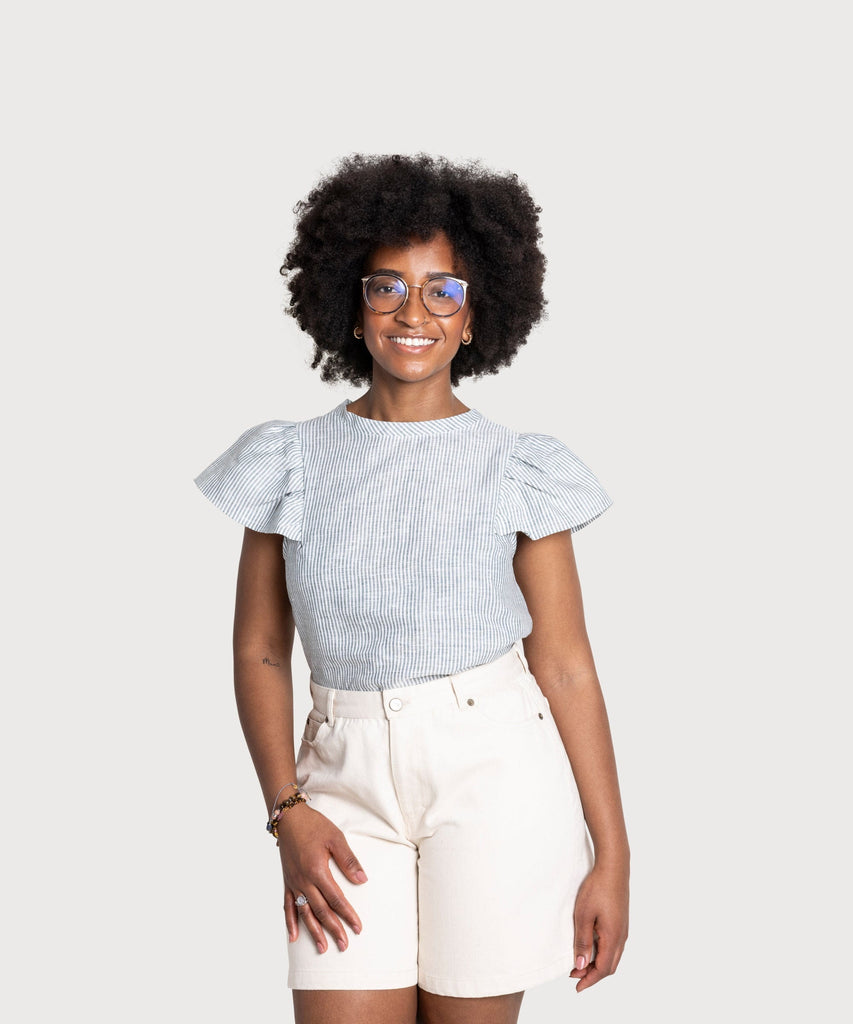 Butterfly Linen Stripe Top