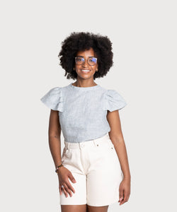 Butterfly Linen Stripe Top