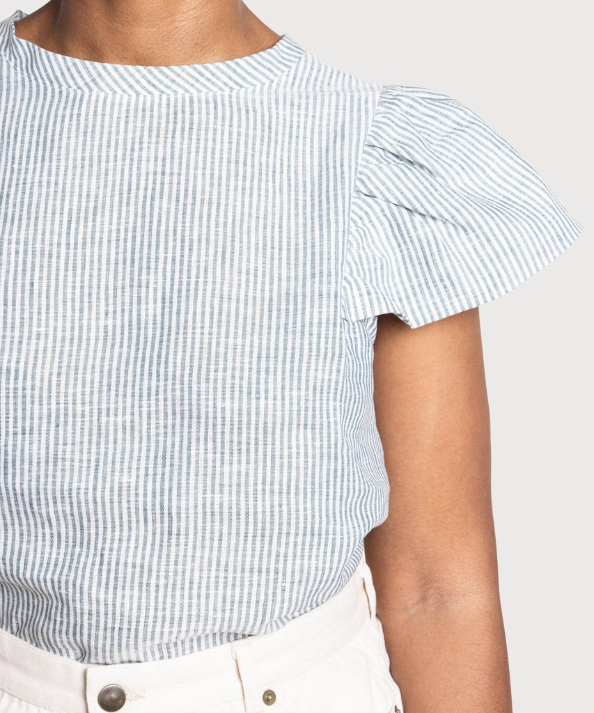 Butterfly Linen Stripe Top