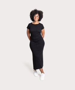 Long Knitted Short Sleeve Cotton Dress