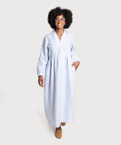 Relaxed Long Striped Linen Dress