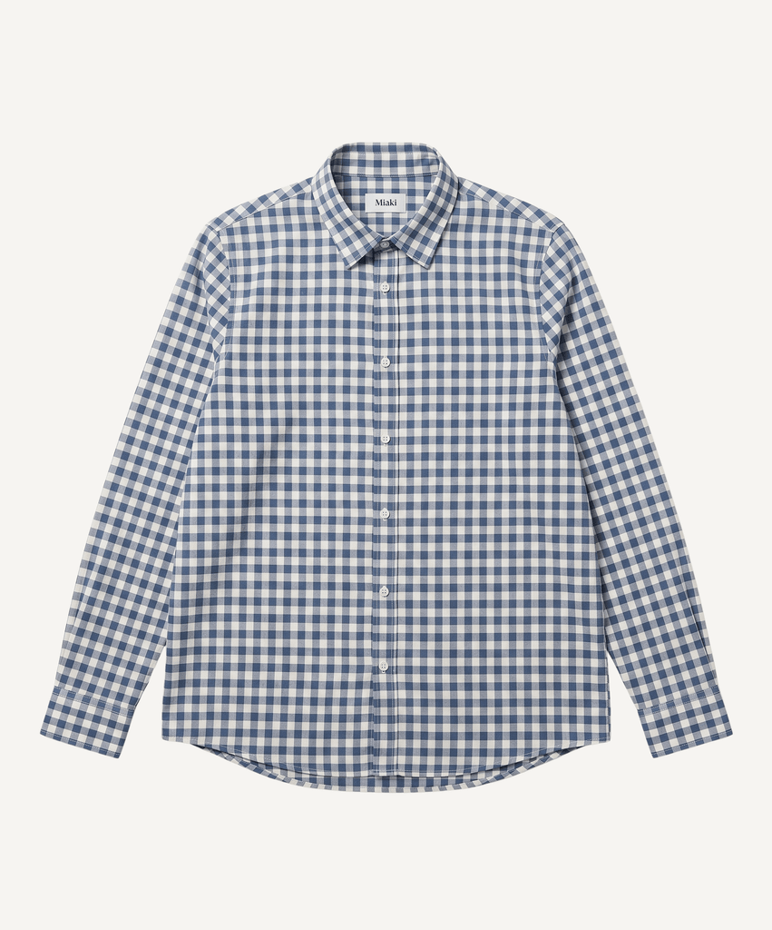 Check Light Blue / 34 Relaxed Cotton Check Shirt Miaki Swiss Made Womenswear