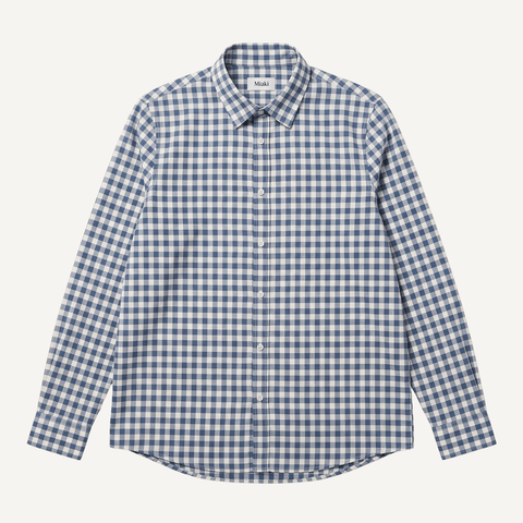 Check Light Blue / 34 Relaxed Cotton Check Shirt Miaki Swiss Made Womenswear