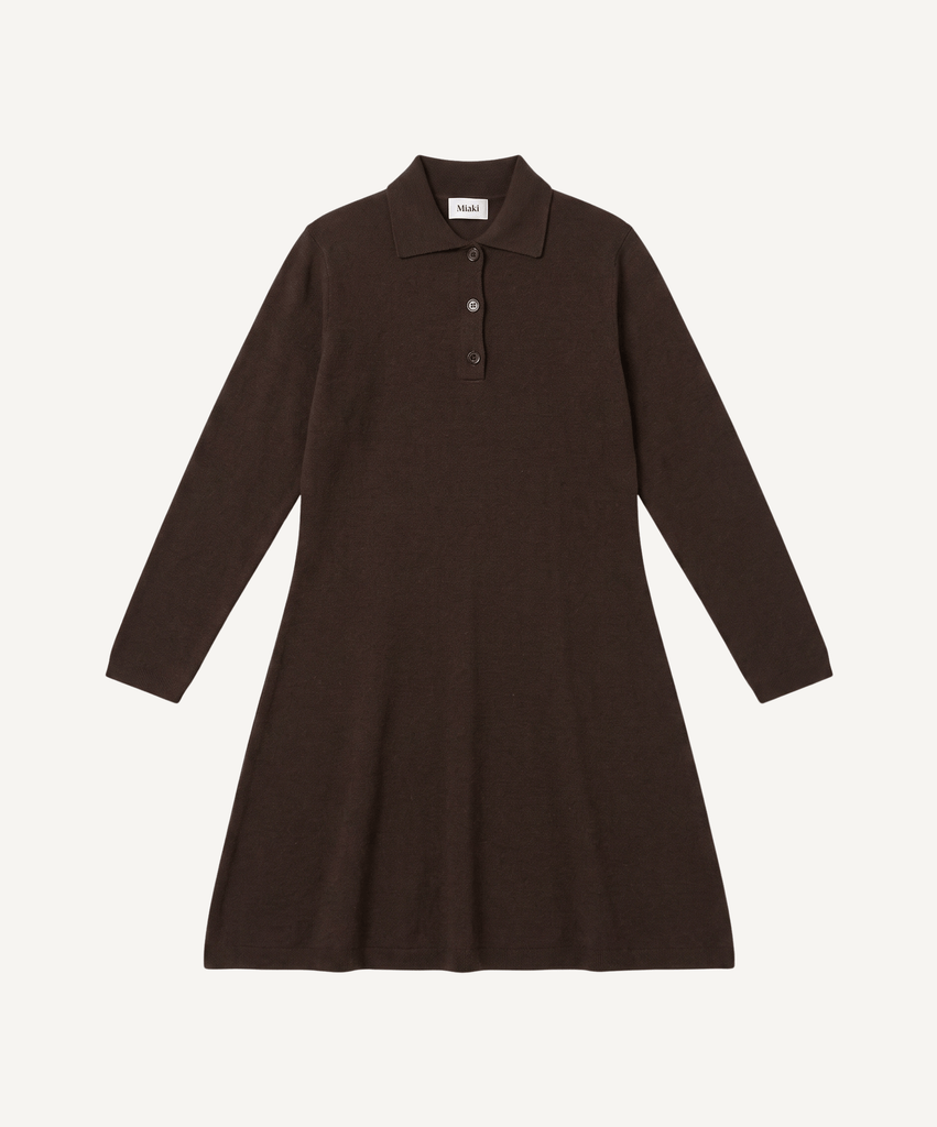 Brown / XS Knitted Polo Dress Miaki Swiss Made Womenswear