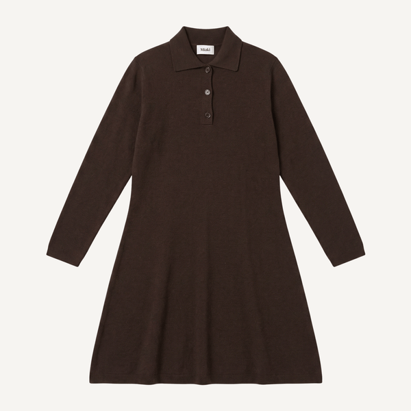 Brown / XS Knitted Polo Dress Miaki Swiss Made Womenswear