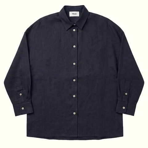 Navy / S Oversized Linen Shirt Miaki Swiss Made Womenswear